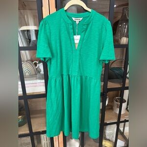 Boden Naomi Short Sleeve Dress midi Rich Emerald modal pockets babydoll petite